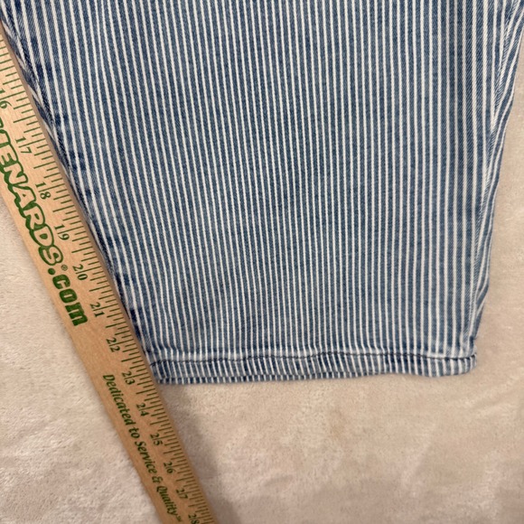 Lane Bryant Size 18 Blue White Striped Mid Rise Boyfriend Capri Pants Comfort - Picture 3 of 8